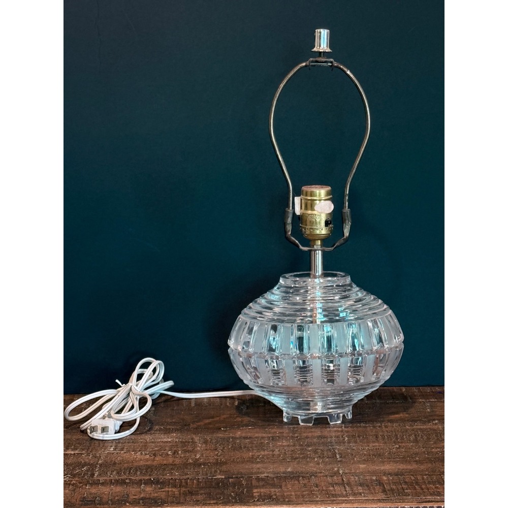 Vintage Table Lamp OS Clear Ribbed Glass Mid Century Modern Art Deco Lighting